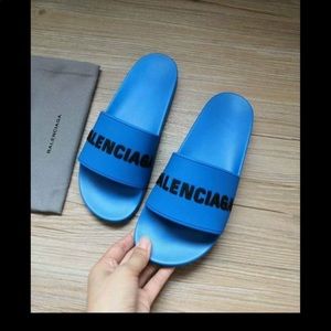 Blue Balenciaga Slides